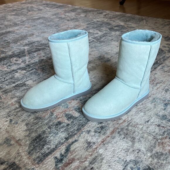 Womens UGG Boots Sz 7 Baby Blue Vintage Classic Short Suede Festival Rare - Picture 8 of 16